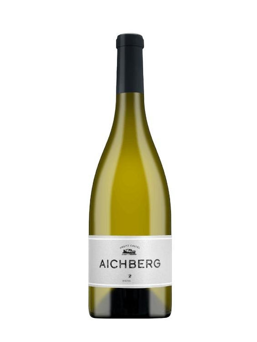 Mein-Weinhandel Kornell AICHBERG Alto Adige Bianco DOC 2017 Weißwein in Glasflasche mit schwarzem Verschluss und weißem Etikett.