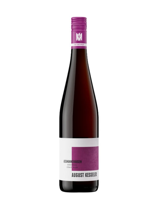 Mein-Weinhandel August Kesseler Assmannshausen Pinot Noir 2024 Rotweinflasche mit violettem Schraubverschluss