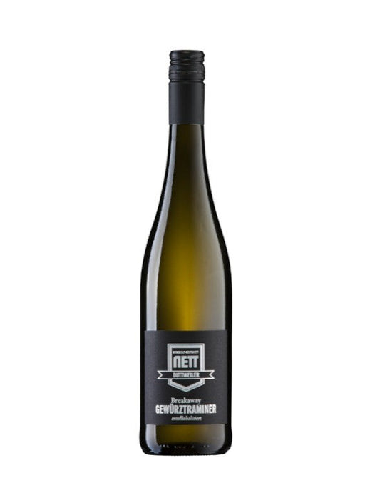Mein-Weinhandel BREAKAWAY alkoholfreier Gewürztraminer Weißwein in grüner Glasflasche mit schwarzem Etikett
