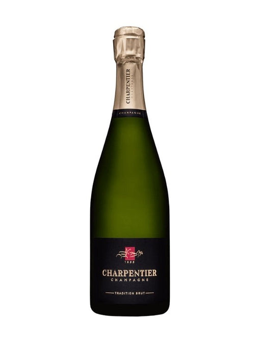 Charpentier Champagne Tradition Brut, ein klassischer französischer Champagner in grüner Glasflasche mit schwarzem Etikett.
