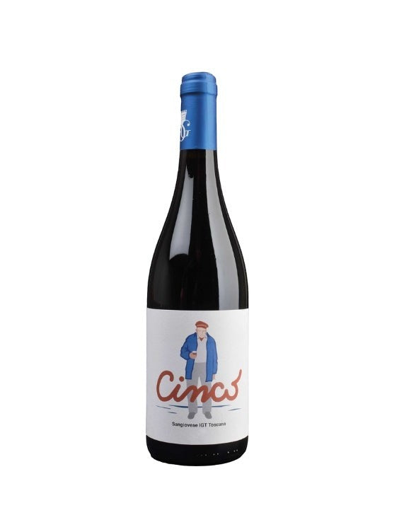 Mein-Weinhandel CINCO Sangiovese 2024 Rotwein aus der Toskana mit Erdbeer- und Kirschduft, ideal zu Pasta und Pizza.