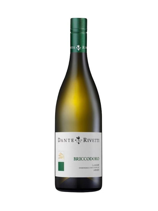 Mein-Weinhandel Dante Rivetti Arneis BRICCODORO 2024 Weißwein Flasche mit grünem Etikett und Verschluss