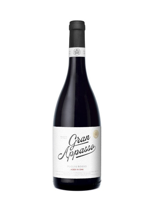 Mein-Weinhandel Gran Appasso Rosso Puglia 2024 Rotweinflasche mit elegantem Etikett vor weißem Hintergrund