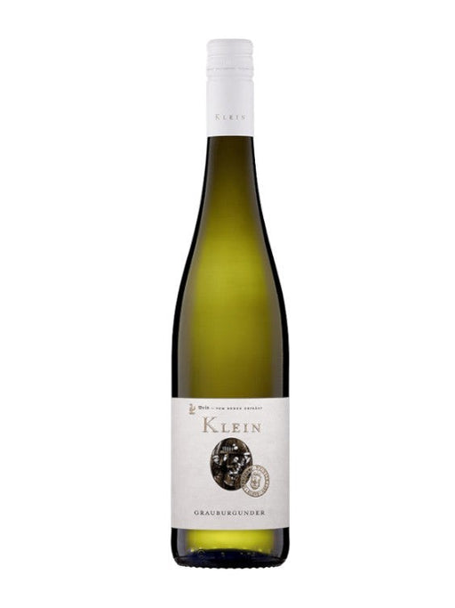 Flasche Grauburgunder 2025 vom Weingut Klein aus Hainfeld, hellgelb mit goldenen Reflexen, fruchtig und frisch.