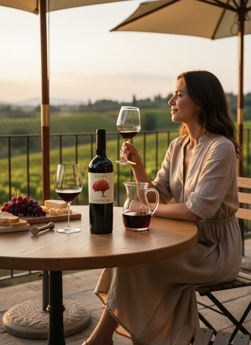 Mein-Weinhandel Inama Carminium 2019 Rotwein mit Aromen von dunklen Früchten und Kräutern, ausgebaut in Barrique-Fässern.