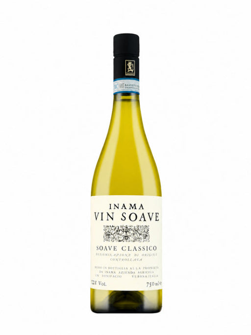 Mein-Weinhandel Inama Soave Classico DOC 2025 Weißweinflasche aus Venetien mit hellem Etikett vor weißem Hintergrund