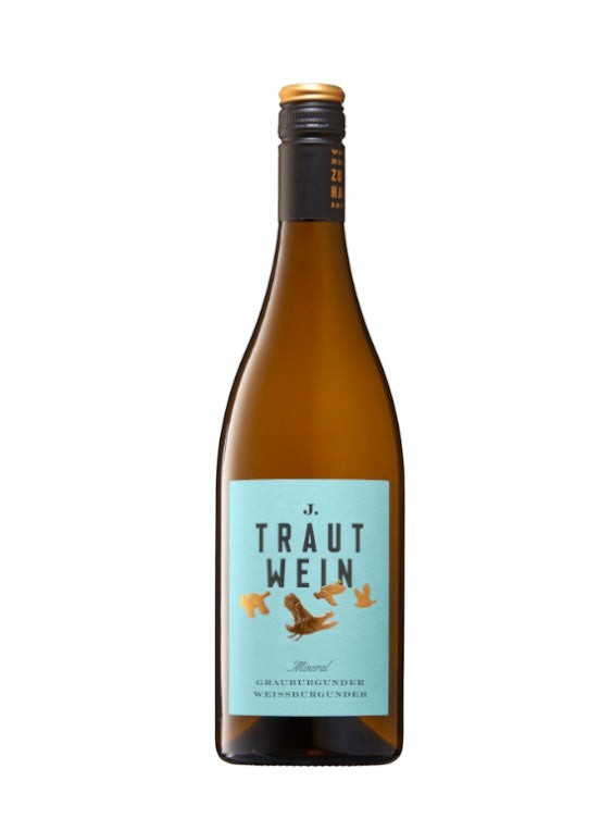 J. Trautwein Mineral Grauburgunder Weissburgunder 2021 Weißwein mit Aromen von Mandel, Apfel und Pfirsich.