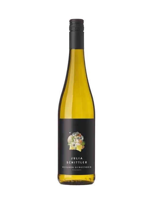 Julia Schittler Weisser Burgunder 2023 trocken, ein eleganter Weißwein mit Aromen von Birne und Zitrone.