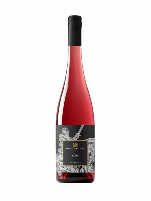 Mein-Weinhandel König & Krieger alkoholfreier Roséwein in einer eleganten Flasche mit schwarzem Etikett