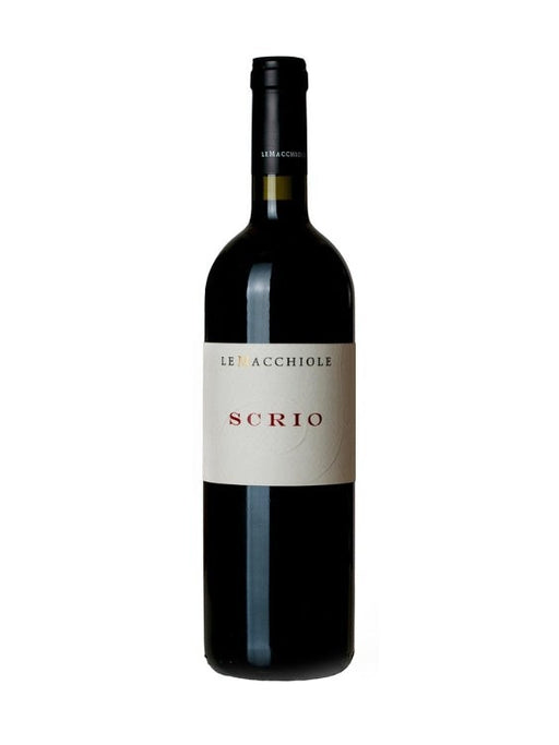 Le Macchiole SCRIO Rosso Toscana IGT 2021, ein reinsortiger Syrah Rotwein mit tiefem Rubinrot und Aromen von dunklen Beeren und Pfeffer.