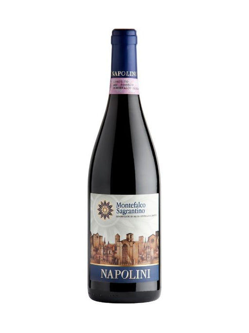 Napolini Sagrantino 2017 Rotwein mit Noten von dunklen Beeren, trocken und harmonisch.