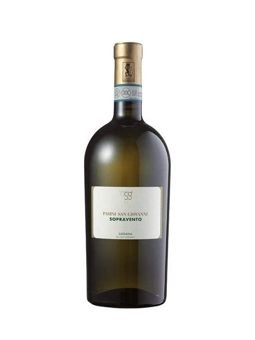 Mein-Weinhandel PASINI Lugana DOC Sopravento 2025 Weißwein in Glasflasche mit goldenem Verschluss und hellem Etikett