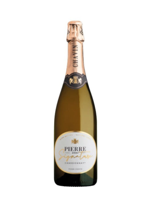 Alkoholfreier Pierre Chavin Pierre Zéro Signature Chardonnay Sekt mit tropischen Fruchtaromen und schöner Perlage.