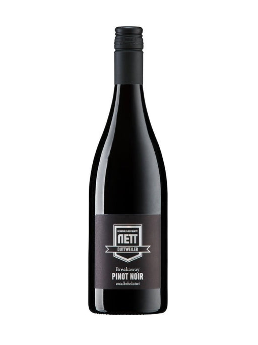 Mein-Weinhandel alkoholfreier Pinot Noir Rotwein in dunkler Flasche mit schwarzem Etikett, rubinrot, Kirsch- und Beerenduft