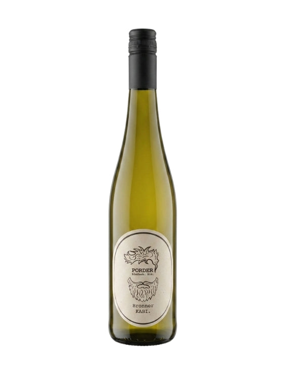 Mein-Weinhandel Porder Bronner 2025 Weißwein in einer eleganten Flasche mit modernem Etikett vor weißem Hintergrund