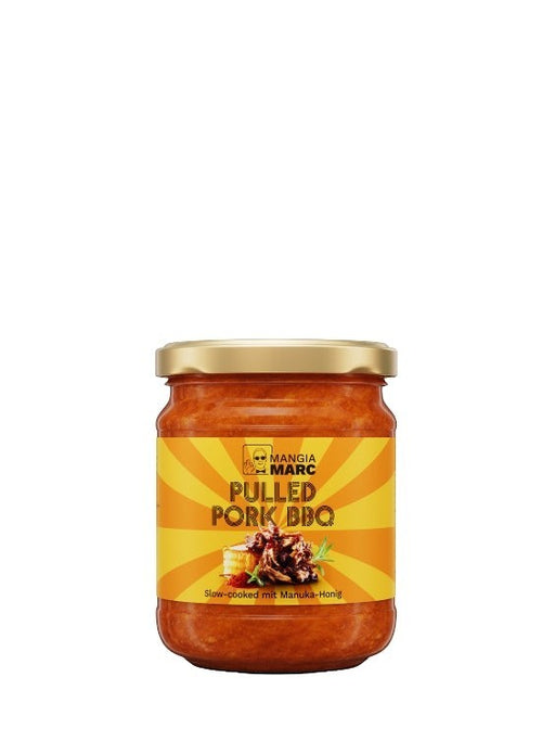 MANGIAMARC Pulled Pork BBQ Soße im Glas mit Honig und Manuka-Honig, 180g