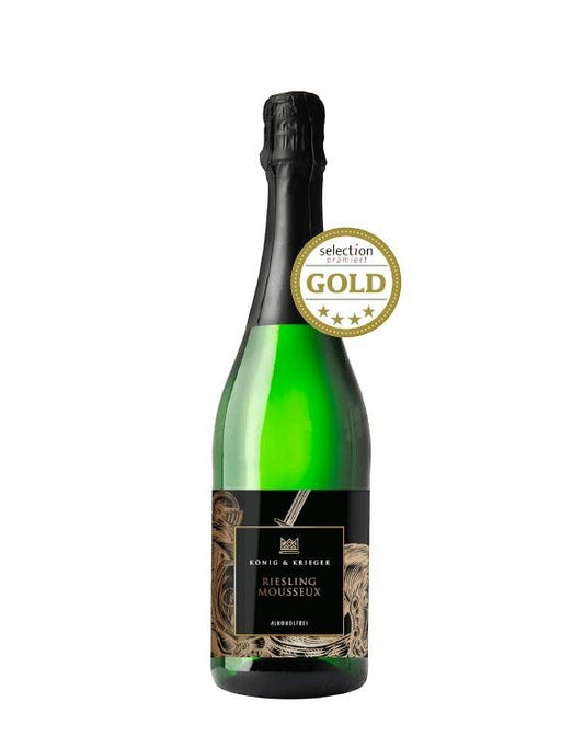 Mein-Weinhandel König & Krieger alkoholfreier Riesling Mousseux Sekt in grüner Flasche mit Gold-Auszeichnung