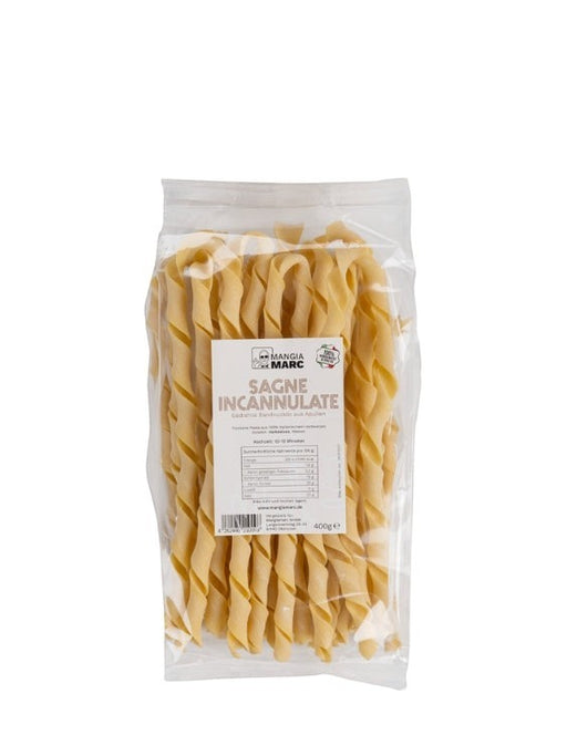 Mein-Weinhandel MANGIAMARC Sagne Incannulate, handgemachte Bandnudeln aus Apulien, 400g, ideal für Saucen