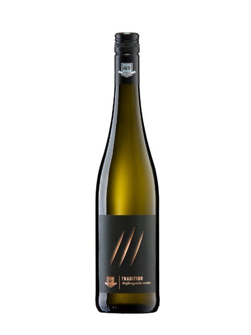 Mein-Weinhandel Weißburgunder TRADITION 2023, trockener Weißwein mit fruchtigem Bouquet von Birne und Melone, vollmundig und geschmeidig.