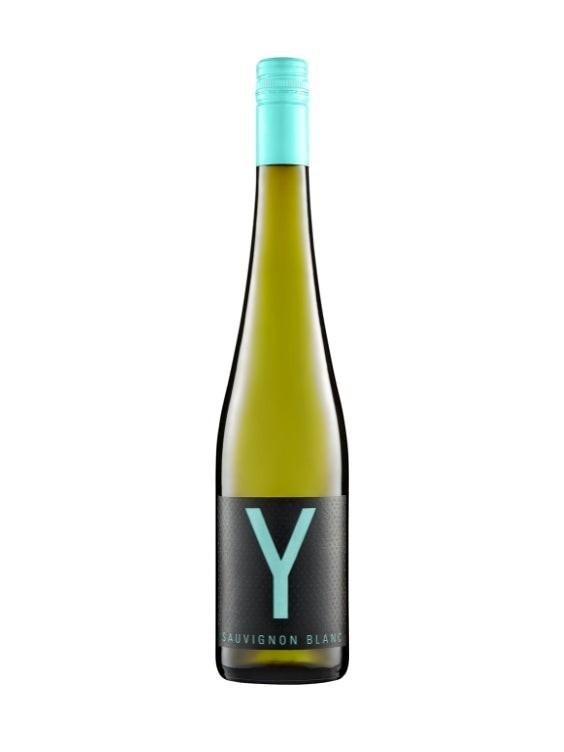 Mein-Weinhandel Y-Wine Sauvignon Blanc 2025 Weißweinflasche mit türkisem Verschluss und modernem schwarzem Etikett